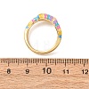 Brass Enamel Cuff Open Rings for Women RJEW-A098-01G-05-5