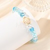 Ocean Dyed Synthetic Turquoise Sea Turtle Electroplate Glass Faceted Rondelle Beaded Stretch Bracelets for Women BJEW-JB14386-02-2