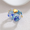 304 Stainless Steel Resin Heart Cuff Open Rings for Women WGD54EA-02-1