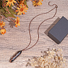 1Pc Natural Black Agate Bullet Macrame Pouch Pendant Alloy Chain Necklaces NJEW-PA0001-01D-4