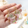Resin & Dried Flower Rectangle Dangle Earrings FS-WG21EF9-04-2