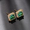 Brass Micro Pave Green Cubic Zirconia Stud Earrings for Women EJEW-F418-19G-2