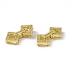 Rack Plating Brass Micro Pave Clear Cubic Zirconia Fold Over Clasps KK-G448-01G-3