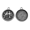 Tibetan Style Alloy Carved Birds Pendant Cabochon Bezel Settings TIBEP-M018-13AS-NF-1