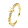 Clear Cubic Zirconia Initial Letter Open Cuff Ring RJEW-H120-09G-Y-1