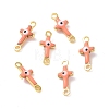 Brass Enamel Connector Charms KK-J302-08G-04-2