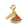 Brass Enamel Fruits Pendant Decoration HJEW-P020-01A-G-1