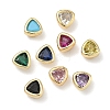 Triangle Brass Micro Pave Cubic Zirconia Cabochons KK-P345-13G-F-1