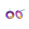 Rainbow Color 304 Stainless Steel Stud Earring Findings STAS-N098-019-3