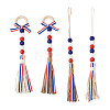 4Pcs 2 Style Independence Day Theme Hemp Rope Tassels Pendant Decorations HJEW-CF0001-19-1