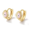 Real 18K Gold Plated Brass Enamel Evil Eye Hoop Earrings for Women EJEW-L269-130G-2