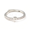 Clear Cubic Zirconia Initial Letter Adjustable Ring RJEW-C052-01P-P-2