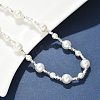 304 Stainless Steel & ABS Plastic Imitation Pearl Round Beded Necklaces for Women NJEW-S442-11P-3