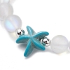 Beach Starfish Dyed Synthetic Turquoise Bead Bracelets BJEW-JB10252-02-2