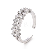 Clear Cubic Zirconia Open Cuff Ring RJEW-E072-10P-1