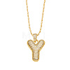 Brass Micro Pave Cubic Zirconia Pendant Necklaces PW-WG99827-25-1