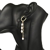 Brass & Natural Pearl Hoop Dangle Earrings EJEW-JE07390-2