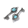 Key Brass Synthetic Turquoise Big Pendants KK-D361-01AS-31-2