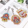 Acrylic Diamond Painting Hamsa Hand Pendant Keychain Kits PW-WG42451-01-2