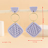 Polymer Clay & Alloy & Wood Woven Dangle Stud Earrings FS-WG7370D-07-1
