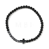 Synthetic Hematite & Natural Black Agate Beaded Stretch Bracelets BJEW-JB14011-3