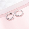 Ring with Letter X 925Sterling Silver Micro Pave Clear Cubic Zirconia Hoop Earrings for Women EJEW-K317-03P-1