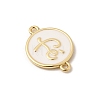 Brass Enamel White Flat Round Links KK-H267-110G-03-3