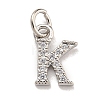 Initial Letter Brass with Cubic Zirconia Charms KK-Q814-26K-P-1