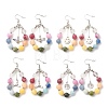 Natural Mixed Gemstone Braided Teardrop Dangle Earrings with Charms EJEW-JE04951-1