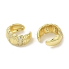 Rack Plating Brass Micro Pave Clear Cubic Zirconia Textured Ring Cuff Earrings for Women EJEW-P280-11G-2