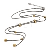 Two Tone 316L Surgical Stainless Steel Micro Pave Clear Cubic Zirconia Box Chain Knot Lariat Necklaces NJEW-D297-01GP-4