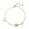 Brass Micro Pave Clear Cubic Zirconia Column Charm Bracelets KK-CBA6980-26G-4