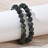 Natural Moss Agate Round Beaded Stretch Bracelets GG-CBA12F1-02A-08-1