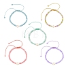 Adjustable Dyed Synthetic Turquoise Religion Cross & Ombre Effect Dyed Glass Rondelle Braided Bead Bracelets BJEW-JB14309-2