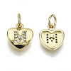 Brass Micro Pave Clear Cubic Zirconia Charms KK-N227-34M-NF-1