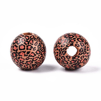 Printed Schima Wood Beads WOOD-N017-01C-1