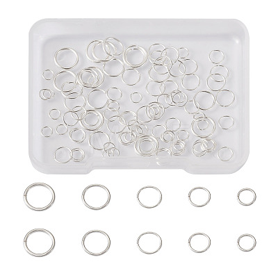 Kissitty 100Pcs 5 Style 925 Sterling Silver Open Jump Rings STER-KS0001-02-1