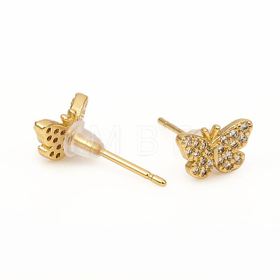 Brass Stud Earrings EJEW-L247-04G-1