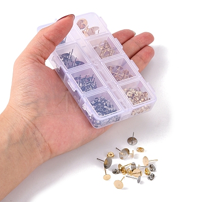 120Pcs 6 Style 304 Stainless Steel Stud Earring Pads STAS-YW0001-36-1