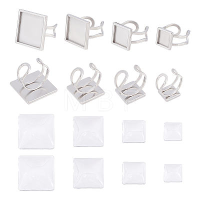 Unicraftale DIY Square Blank Dome Cuff Ring Making Kit STAS-UN0039-94-1