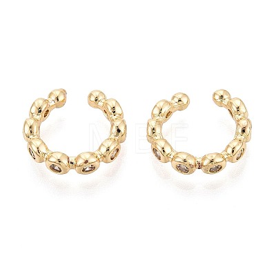 Brass Pave Cubic Zirconia Cuff Earrings EJEW-T049-03B-G-1