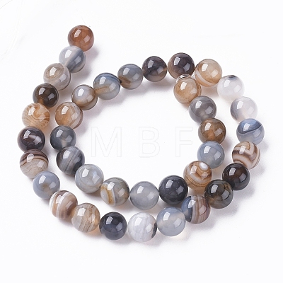 Natural Striped Agate/Banded Agate Beads Strands G-G582-10mm-57-1
