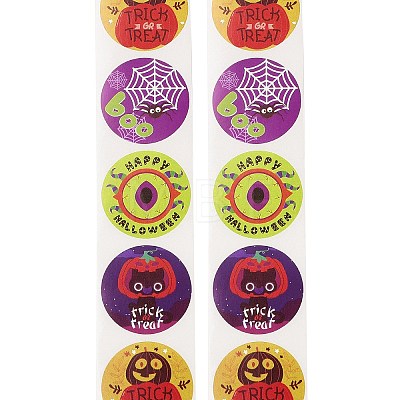 500Pcs Round Halloween Stickers AJEW-S090-03F-1