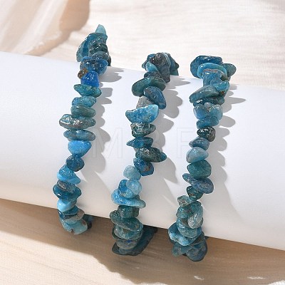 Natural Apatite Chip Beaded Stretch Bracelets for Women BJEW-D467-01B-1