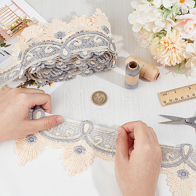 7.5 Yards Polyester Flower Lace Trim OCOR-OC0001-53B-1