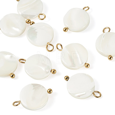 10Pcs Natural Shell Disc Pendants STAS-TA0006-28-1
