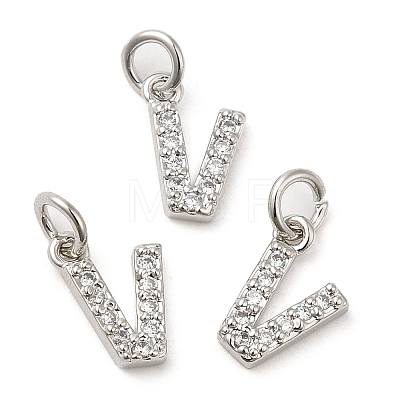 Brass Micro Pave Grade AAA Cubic Zirconia Charms ZIRC-P067-11P-V-NR-1