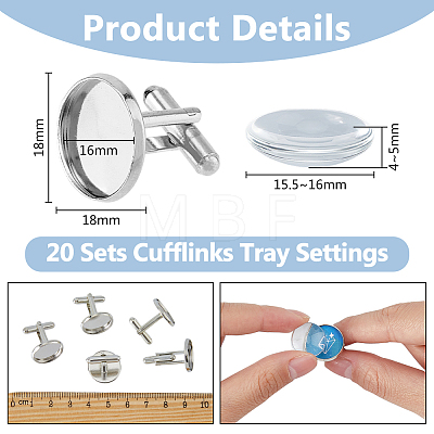 DICOSMETIC DIY Blank Dome Cufflinks Making Kit DIY-DC0002-60A-1