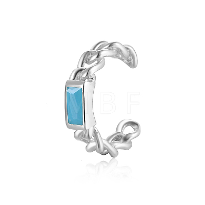 Anti-Tarnish Geometric Rectangle Fashionable Silver Clip-on Earrings with S925 Silver Chain Charm XA9754-12-1