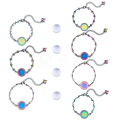 DIY Rainbow Color Blank Dome Link Bracelet Making Kit DIY-SZ0009-08-1